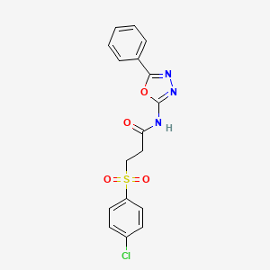 3-(4-chlorophenyl)sulfonyl-N-(5-phenyl-1,3,4-oxadiazol-2-yl)propanamide