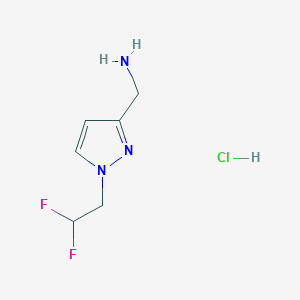 molecular formula C6H10ClF2N3 B2421930 [1-(2,2-difluoroethyl)-1H-pyrazol-3-yl]methanamine hydrochloride CAS No. 1864061-15-3