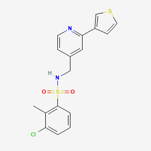 3-chloro-2-methyl-N-((2-(thiophen-3-yl)pyridin-4-yl)methyl)benzenesulfonamide