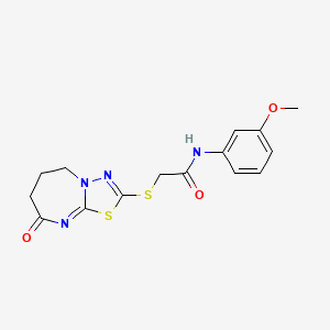 molecular formula C15H16N4O3S2 B2421947 N-(3-methoxyphenyl)-2-[(8-oxo-6,7-dihydro-5H-[1,3,4]thiadiazolo[3,2-a][1,3]diazepin-2-yl)sulfanyl]acetamide CAS No. 851130-74-0
