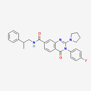 molecular formula C28H27FN4O2 B2421953 3-(4-fluorophenyl)-4-oxo-N-(2-phenylpropyl)-2-(pyrrolidin-1-yl)-3,4-dihydroquinazoline-7-carboxamide CAS No. 1251568-57-6