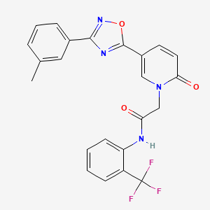 molecular formula C23H17F3N4O3 B2421958 2-{5-[3-(3-甲基苯基)-1,2,4-恶二唑-5-基]-2-氧代吡啶-1(2H)-基}-N-[2-(三氟甲基)苯基]乙酰胺 CAS No. 1326931-68-3