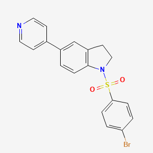 molecular formula C19H15BrN2O2S B2421960 1-((4-溴苯基)磺酰基)-5-(吡啶-4-基)吲哚啉 CAS No. 2034556-26-6