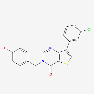 molecular formula C19H12ClFN2OS B2421961 7-(3-chlorophenyl)-3-(4-fluorobenzyl)thieno[3,2-d]pyrimidin-4(3H)-one CAS No. 1105238-55-8