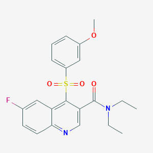 molecular formula C21H21FN2O4S B2421966 N,N-diethyl-6-fluoro-4-((3-methoxyphenyl)sulfonyl)quinoline-3-carboxamide CAS No. 1111032-75-7