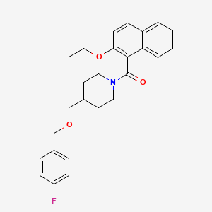 molecular formula C26H28FNO3 B2421967 (2-Ethoxynaphthalen-1-yl)(4-(((4-fluorobenzyl)oxy)methyl)piperidin-1-yl)methanone CAS No. 1396768-07-2