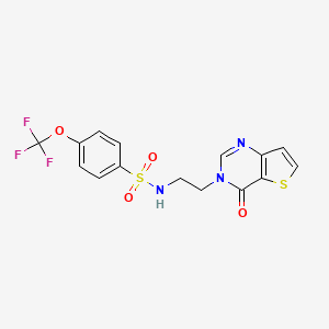 molecular formula C15H12F3N3O4S2 B2421970 N-(2-(4-oxothieno[3,2-d]pyrimidin-3(4H)-yl)ethyl)-4-(trifluoromethoxy)benzenesulfonamide CAS No. 1903439-09-7