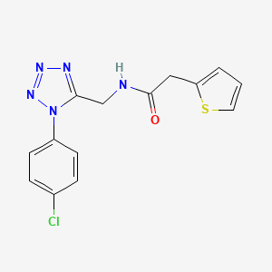 molecular formula C14H12ClN5OS B2421971 N-((1-(4-氯苯基)-1H-四唑-5-基)甲基)-2-(噻吩-2-基)乙酰胺 CAS No. 897615-48-4