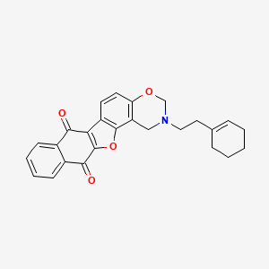 molecular formula C26H23NO4 B2421974 2-(2-(cyclohex-1-en-1-yl)ethyl)-2,3-dihydro-1H-naphtho[2',3':2,3]benzofuro[7,6-e][1,3]oxazine-7,12-dione CAS No. 438487-31-1