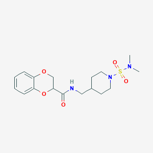 molecular formula C17H25N3O5S B2421983 N-((1-(N,N-二甲基磺酰胺基)哌啶-4-基)甲基)-2,3-二氢苯并[b][1,4]二氧杂环-2-甲酰胺 CAS No. 2034281-62-2
