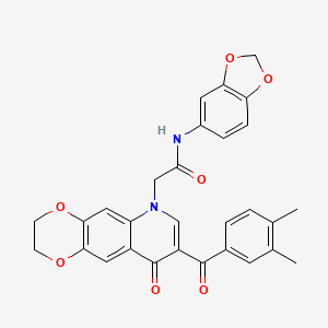 N-(1,3-benzodioxol-5-yl)-2-[8-(3,4-dimethylbenzoyl)-9-oxo-2,3-dihydro-[1,4]dioxino[2,3-g]quinolin-6-yl]acetamide