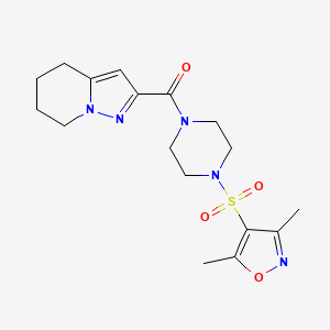 molecular formula C17H23N5O4S B2421989 (4-((3,5-Dimethylisoxazol-4-yl)sulfonyl)piperazin-1-yl)(4,5,6,7-tetrahydropyrazolo[1,5-a]pyridin-2-yl)methanone CAS No. 2034592-16-8