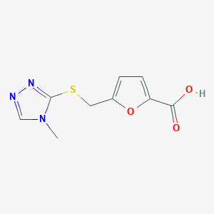 molecular formula C9H9N3O3S B2421996 5-{[(4-甲基-4H-1,2,4-三唑-3-基)硫代基]甲基}呋喃-2-羧酸 CAS No. 923196-78-5