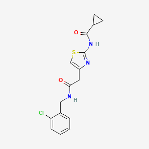 molecular formula C16H16ClN3O2S B2421997 N-(4-(2-((2-氯苯甲基)氨基)-2-氧代乙基)噻唑-2-基)环丙烷甲酰胺 CAS No. 923164-94-7