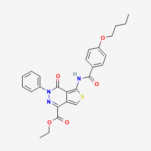 molecular formula C26H25N3O5S B2422004 Ethyl 5-(4-butoxybenzamido)-4-oxo-3-phenyl-3,4-dihydrothieno[3,4-d]pyridazine-1-carboxylate CAS No. 851947-06-3
