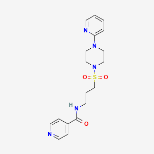 molecular formula C18H23N5O3S B2422007 N-(3-((4-(吡啶-2-基)哌嗪-1-基)磺酰)丙基)异烟酰胺 CAS No. 1021221-19-1
