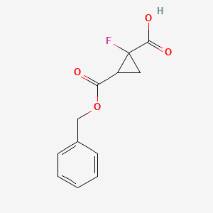 molecular formula C12H11FO4 B2422010 2-((Benzyloxy)carbonyl)-1-fluorocyclopropanecarboxylic acid CAS No. 1823273-17-1