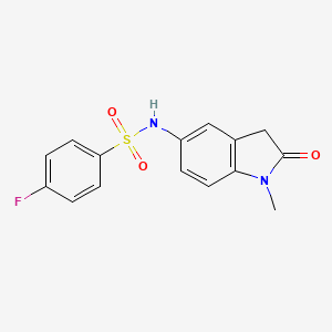 molecular formula C15H13FN2O3S B2422011 4-fluoro-N-(1-methyl-2-oxoindolin-5-yl)benzenesulfonamide CAS No. 921787-37-3