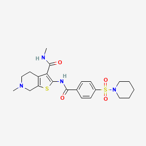molecular formula C22H28N4O4S2 B2422014 N,6-二甲基-2-(4-(哌啶-1-磺酰基)苯甲酰胺)-4,5,6,7-四氢噻吩并[2,3-c]吡啶-3-甲酰胺 CAS No. 533890-81-2