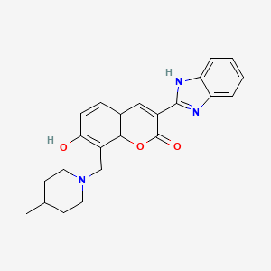 molecular formula C23H23N3O3 B2422021 3-(1H-1,3-苯并二唑-2-基)-7-羟基-8-[(4-甲基哌啶-1-基)甲基]-2H-色烯-2-酮 CAS No. 315237-42-4