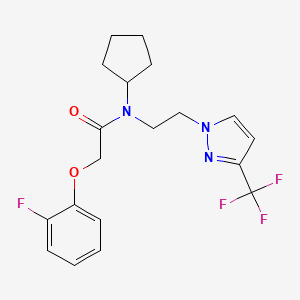 molecular formula C19H21F4N3O2 B2422033 N-环戊基-2-(2-氟苯氧基)-N-(2-(3-(三氟甲基)-1H-吡唑-1-基)乙基)乙酰胺 CAS No. 2034378-65-7