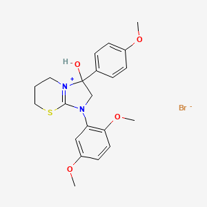 1-(2,5-dimethoxyphenyl)-3-hydroxy-3-(4-methoxyphenyl)-3,5,6,7-tetrahydro-2H-imidazo[2,1-b][1,3]thiazin-1-ium bromide
