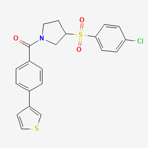 (3-((4-Chlorophenyl)sulfonyl)pyrrolidin-1-yl)(4-(thiophen-3-yl)phenyl)methanone