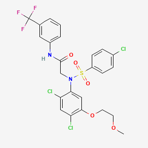 molecular formula C24H20Cl3F3N2O5S B2422049 2-(N-(4-chlorophenylsulfonyl)-2,4-dichloro-5-(2-methoxyethoxy)phenylamino)-N-(3-trifluoromethylphenyl)acetamide CAS No. 338967-70-7