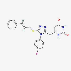 (E)-6-((5-(cinnamylthio)-4-(4-fluorophenyl)-4H-1,2,4-triazol-3-yl)methyl)pyrimidine-2,4(1H,3H)-dione