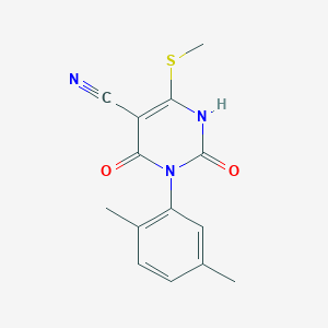 molecular formula C14H13N3O2S B242207 3-(2,5-Dimethylphenyl)-5-cyano-6-methylthiopyrimidine-2,4(1H)-dione 