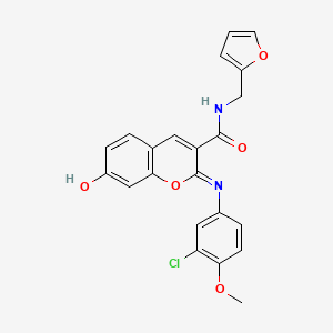 (2Z)-2-[(3-chloro-4-methoxyphenyl)imino]-N-(furan-2-ylmethyl)-7-hydroxy-2H-chromene-3-carboxamide