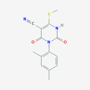 molecular formula C14H13N3O2S B242208 3-(2,4-Dimethylphenyl)-5-cyano-6-methylthiopyrimidine-2,4(1H)-dione 