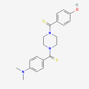 molecular formula C20H23N3OS2 B2422081 （4-(二甲氨基)苯基)(4-(4-羟基苯基碳硫代)哌嗪-1-基)甲硫酮 CAS No. 877818-37-6