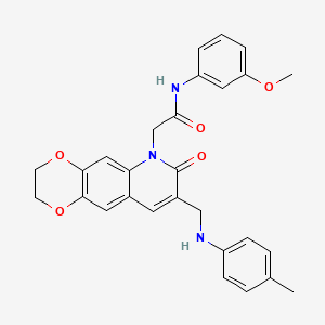 molecular formula C28H27N3O5 B2422092 N-(3-methoxyphenyl)-2-[8-{[(4-methylphenyl)amino]methyl}-7-oxo-2,3-dihydro[1,4]dioxino[2,3-g]quinolin-6(7H)-yl]acetamide CAS No. 894554-45-1