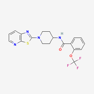 molecular formula C19H17F3N4O2S B2422094 N-(1-(thiazolo[5,4-b]pyridin-2-yl)piperidin-4-yl)-2-(trifluoromethoxy)benzamide CAS No. 2034347-18-5