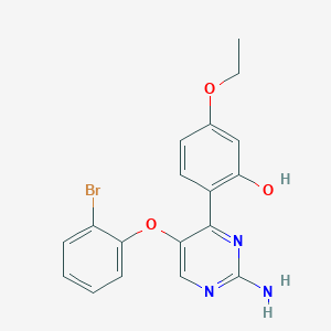 molecular formula C18H16BrN3O3 B2422099 6-[2-氨基-5-(2-溴苯氧基)-1H-嘧啶-6-亚烷基]-3-乙氧基-1-环己-2,4-二烯酮 CAS No. 877800-59-4