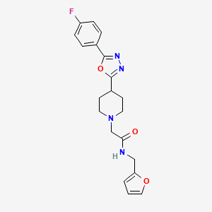 molecular formula C20H21FN4O3 B2422113 2-(4-(5-(4-氟苯基)-1,3,4-恶二唑-2-基)哌啶-1-基)-N-(呋喃-2-基甲基)乙酰胺 CAS No. 1351608-82-6