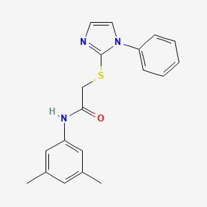 molecular formula C19H19N3OS B2422115 N-(3,5-dimethylphenyl)-2-((1-phenyl-1H-imidazol-2-yl)thio)acetamide CAS No. 688335-33-3