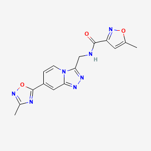 molecular formula C15H13N7O3 B2422123 5-methyl-N-((7-(3-methyl-1,2,4-oxadiazol-5-yl)-[1,2,4]triazolo[4,3-a]pyridin-3-yl)methyl)isoxazole-3-carboxamide CAS No. 2034413-51-7