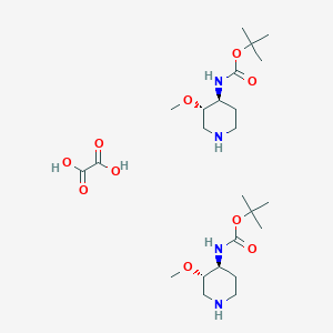 molecular formula C24H46N4O10 B2422138 oxalic acid; bis(tert-butyl N-[(3S,4S)-3-methoxypiperidin-4-yl]carbamate) CAS No. 2253105-33-6