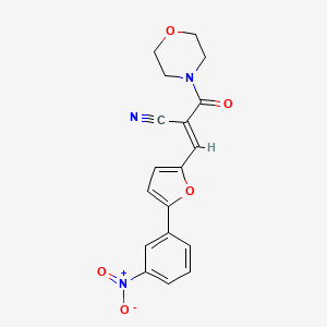 molecular formula C18H15N3O5 B2422139 (E)-2-(morpholine-4-carbonyl)-3-(5-(3-nitrophenyl)furan-2-yl)acrylonitrile CAS No. 300700-39-4