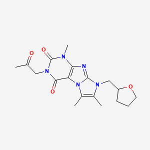 molecular formula C18H23N5O4 B2422147 4,7,8-Trimethyl-6-(oxolan-2-ylmethyl)-2-(2-oxopropyl)purino[7,8-a]imidazole-1,3-dione CAS No. 878720-02-6