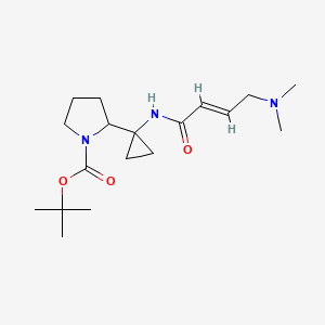 molecular formula C18H31N3O3 B2422151 Tert-butyl 2-[1-[[(E)-4-(dimethylamino)but-2-enoyl]amino]cyclopropyl]pyrrolidine-1-carboxylate CAS No. 2411331-95-6