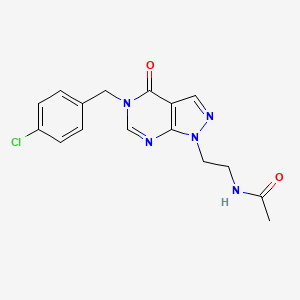 molecular formula C16H16ClN5O2 B2422157 N-(2-(5-(4-chlorobenzyl)-4-oxo-4,5-dihydro-1H-pyrazolo[3,4-d]pyrimidin-1-yl)ethyl)acetamide CAS No. 921911-76-4