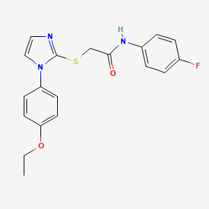 molecular formula C19H18FN3O2S B2422161 2-((1-(4-乙氧苯基)-1H-咪唑-2-基)硫代)-N-(4-氟苯基)乙酰胺 CAS No. 688336-29-0