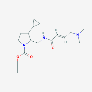 molecular formula C19H33N3O3 B2422172 Tert-butyl 3-cyclopropyl-2-[[[(E)-4-(dimethylamino)but-2-enoyl]amino]methyl]pyrrolidine-1-carboxylate CAS No. 2411325-73-8
