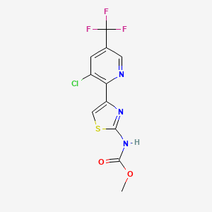 molecular formula C11H7ClF3N3O2S B2422174 甲基N-{4-[3-氯-5-(三氟甲基)吡啶-2-基]-1,3-噻唑-2-基}氨基甲酸酯 CAS No. 2061171-88-6