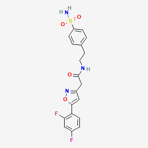 molecular formula C19H17F2N3O4S B2422176 2-(5-(2,4-difluorophenyl)isoxazol-3-yl)-N-(4-sulfamoylphenethyl)acetamide CAS No. 1105242-76-9