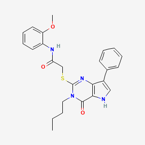 molecular formula C25H26N4O3S B2422179 2-((3-丁基-4-氧代-7-苯基-4,5-二氢-3H-吡咯并[3,2-d]嘧啶-2-基)硫代)-N-(2-甲氧基苯基)乙酰胺 CAS No. 1261010-76-7