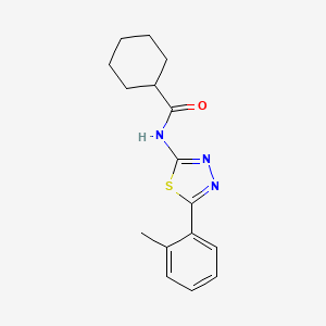 molecular formula C16H19N3OS B2422181 N-[5-(2-methylphenyl)-1,3,4-thiadiazol-2-yl]cyclohexanecarboxamide CAS No. 392243-38-8
